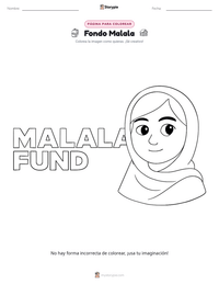 Vista previa de la hoja de trabajo imprimible de Fondo Malala