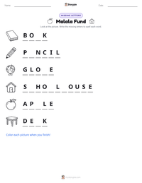 Malala Fund printable worksheet preview