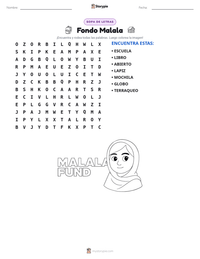 Vista previa de la hoja de trabajo imprimible de Fondo Malala