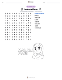 Malala Fonu yazdırılabilir çalışma sayfası önizlemesi