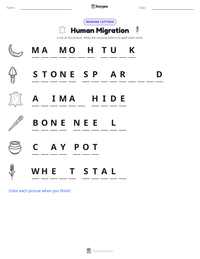 Human Migration printable worksheet preview