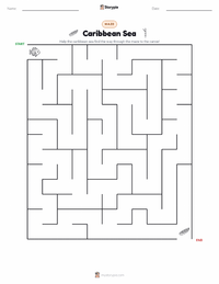 Caribbean Sea printable worksheet preview