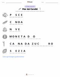 Anteprima della scheda stampabile di Mar dei Caraibi