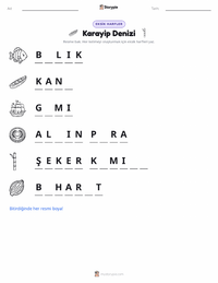 Karayip Denizi yazdırılabilir çalışma sayfası önizlemesi