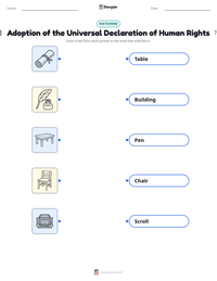 Adoption of the Universal Declaration of Human Rights printable worksheet for kids