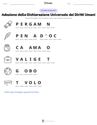 Anteprima della scheda stampabile di Adozione della Dichiarazione Universale dei Diritti Umani