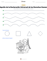 Vista previa de la hoja de trabajo imprimible de Adopción de la Declaración Universal de los Derechos Humanos
