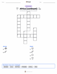 Africa (continent) printable worksheet preview