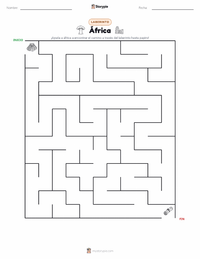 Vista previa de la hoja de trabajo imprimible de África