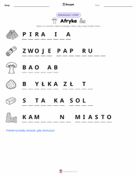 Podgląd drukowalnego arkusza ćwiczeń Afryka
