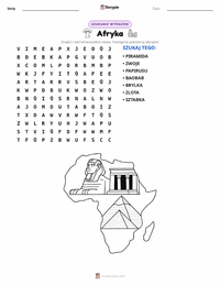 Podgląd drukowalnego arkusza ćwiczeń Afryka