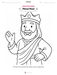 Página para colorear de Mansa Musa para niños