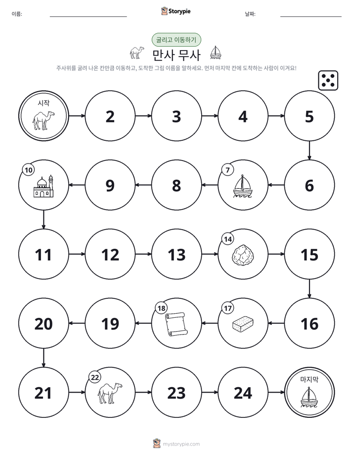 주사위 굴리고 이동하기 게임