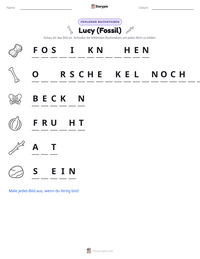Lucy (Fossil) druckbare Arbeitsblatt Vorschau