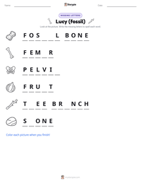 Lucy (fossil) printable worksheet preview