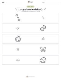 Podgląd drukowalnego arkusza ćwiczeń Lucy (skamieniałość)