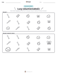 Podgląd drukowalnego arkusza ćwiczeń Lucy (skamieniałość)