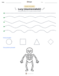 Podgląd drukowalnego arkusza ćwiczeń Lucy (skamieniałość)