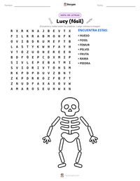 Vista previa de la hoja de trabajo imprimible de Lucy (fósil)