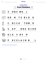 Great Zimbabwe printable worksheet preview