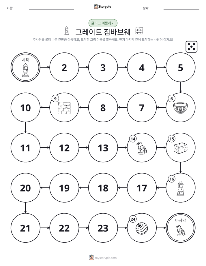 주사위 굴리고 이동하기 게임
