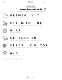 James Prescott Joule printable worksheet preview