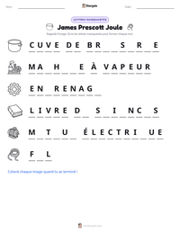 Aperçu de la feuille de travail imprimable James Prescott Joule