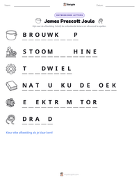 James Prescott Joule afdrukbare werkblad voorbeeld