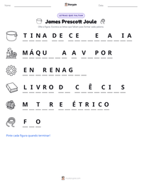 Prévia da folha de atividades imprimível James Prescott Joule