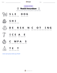 Roald Amundsen printable worksheet preview