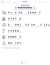 Podgląd drukowalnego arkusza ćwiczeń Roald Amundsen