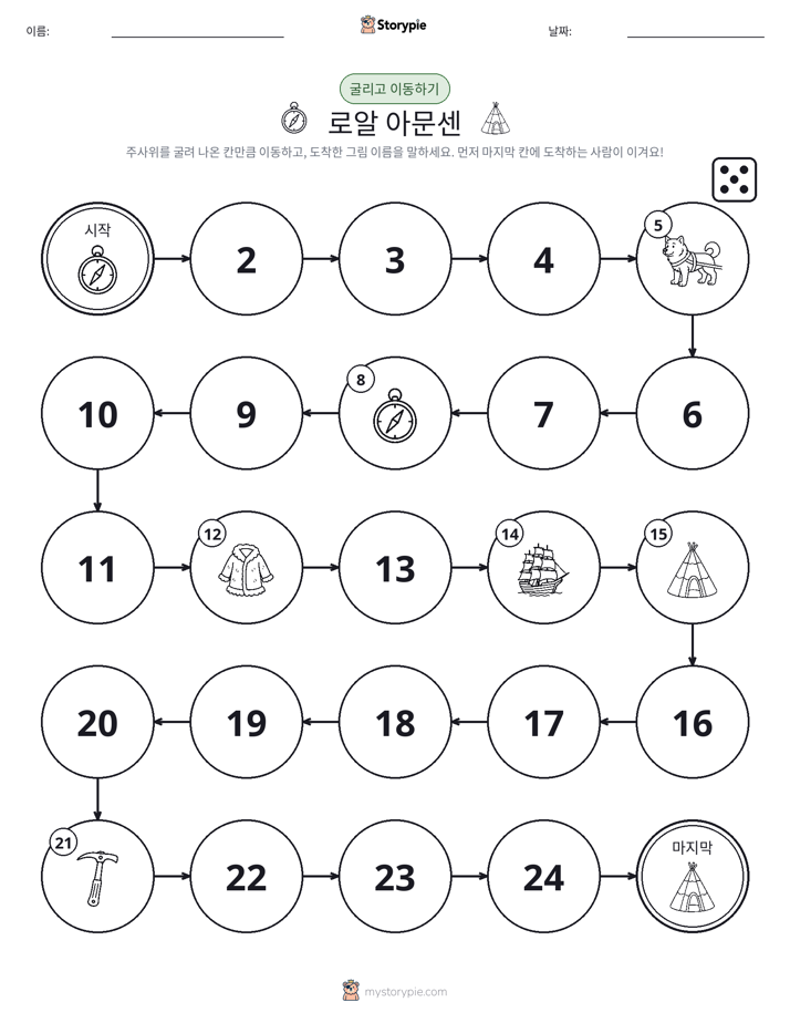 주사위 굴리고 이동하기 게임