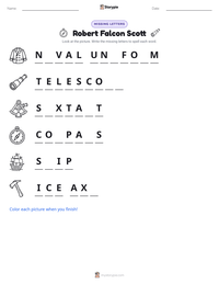 Robert Falcon Scott printable worksheet preview