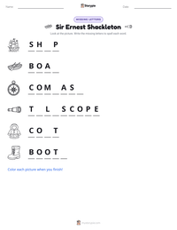 Sir Ernest Shackleton printable worksheet preview