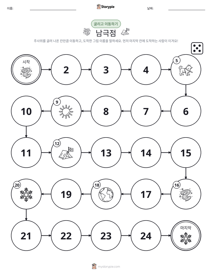 주사위 굴리고 이동하기 게임