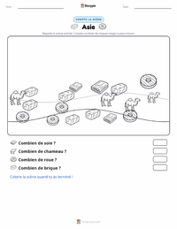 Aperçu de la feuille de travail imprimable Asie (continent)