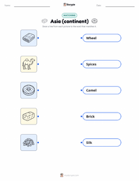 Asia (continent) printable worksheet for kids