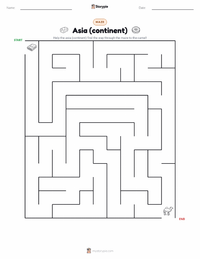 Asia (continent) printable worksheet preview
