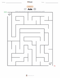 Vista previa de la hoja de trabajo imprimible de Asia (continente)