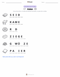 Asien (Kontinent) druckbare Arbeitsblatt Vorschau