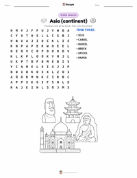 Asia (continent) printable worksheet preview