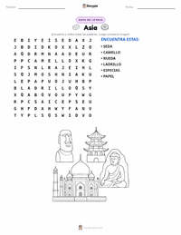 Vista previa de la hoja de trabajo imprimible de Asia (continente)
