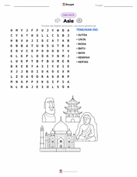 Prabaca lembar kerja cetak Asia (benua)