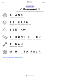 Prabaca lembar kerja cetak Kembang Api