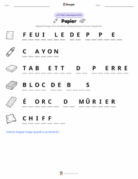 Aperçu de la feuille de travail imprimable Papier