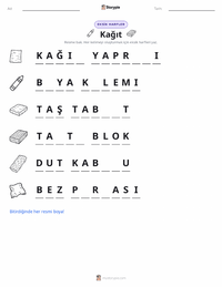 Kağıt yazdırılabilir çalışma sayfası önizlemesi