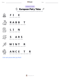 European Fairy Tales printable worksheet preview