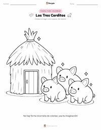 Vista previa de la hoja de trabajo imprimible de Los Tres Cerditos