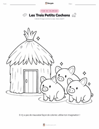 Page de coloriage Les Trois Petits Cochons pour les enfants