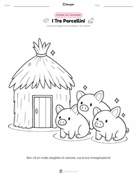Pagina da colorare di I tre porcellini per bambini